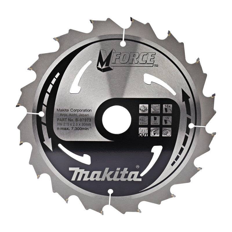 Makita - Lame carbure ''MForce'' MAKITA B-07973 , pour bois, pour scies circulaires, 16 dents, Ø : 210 mm Makita - Image 1