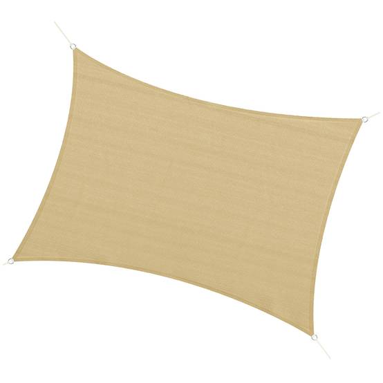 Voile d'ombrage Voile solaire - rectangulaire 4 x 3 m HDPE HDPE résistant aux UV beige fr584 - Image 1