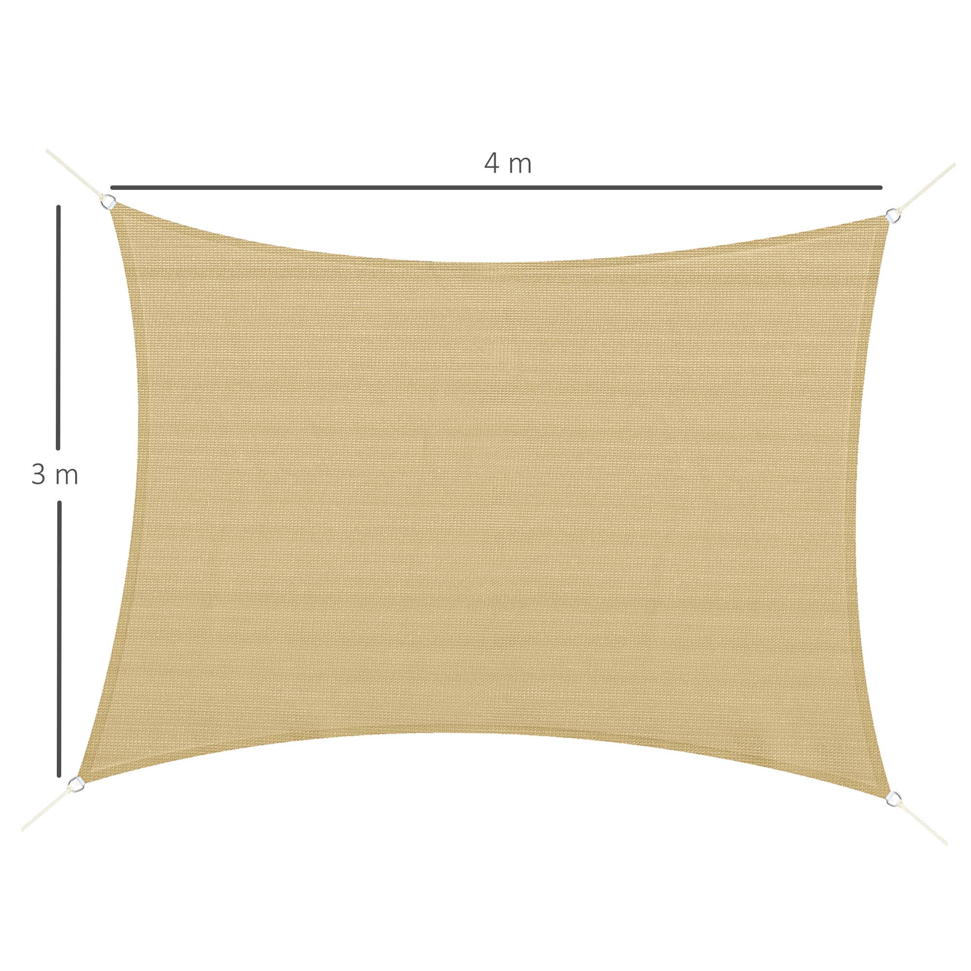 Voile d'ombrage Voile solaire - rectangulaire 4 x 3 m HDPE HDPE résistant aux UV beige fr584 - Image 5