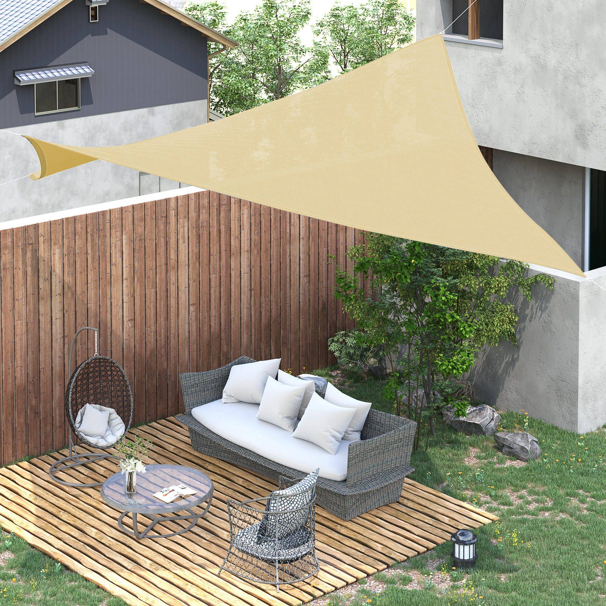 Voile d'ombrage Voile solaire - rectangulaire 4 x 3 m HDPE HDPE résistant aux UV beige fr584 - Image 4