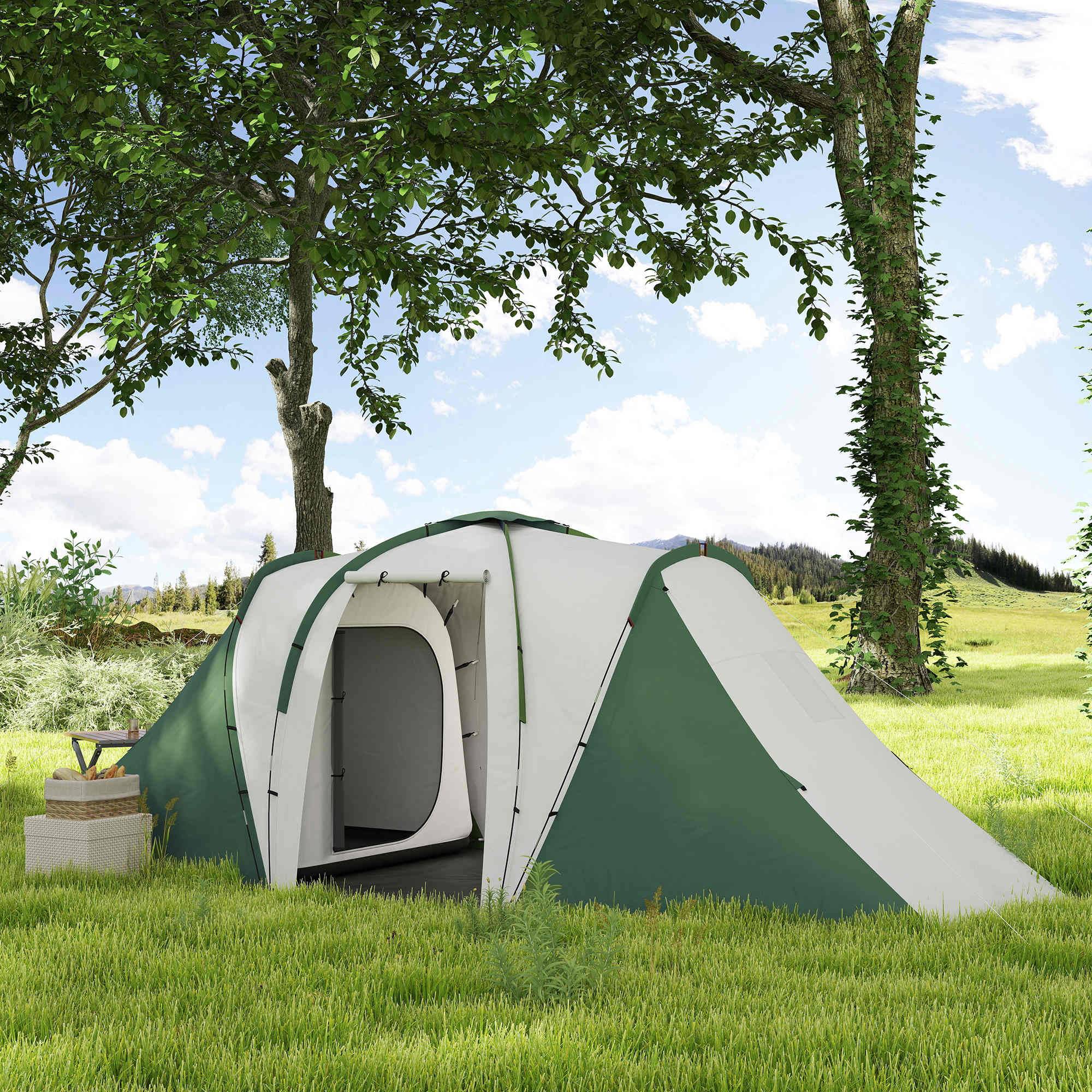 ComfortXL - Tente tunnel polyester 4 personnes 2 chambres séjour imperméable 555 x 225 x 190 cm gris vert - ComfortXL Outdoor Living - Image 4
