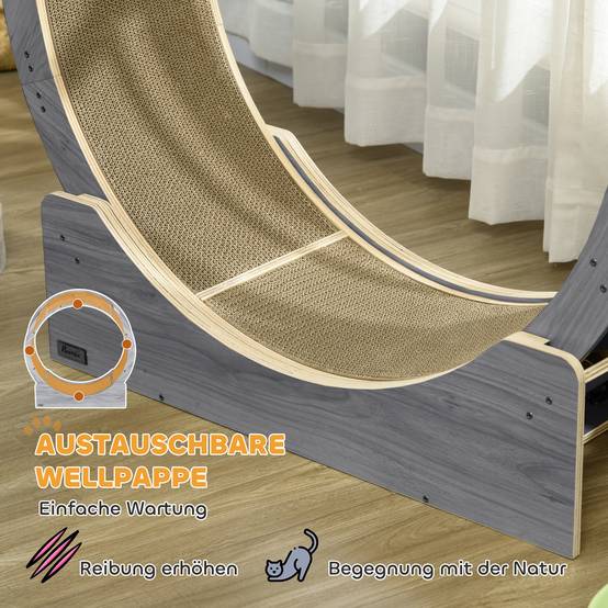Roue exercice chat bois multi-couches intérieur course silencieuse 91x34x94cm gris - ComfortXL Outdoor Living - Image 9