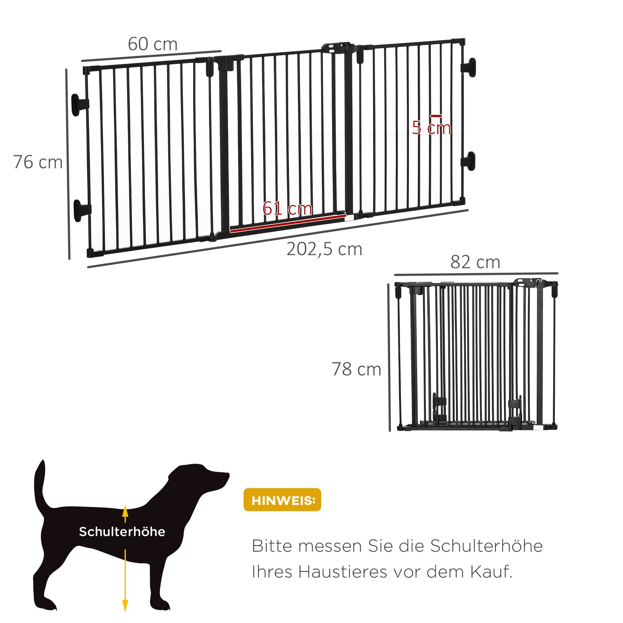 Barrière Chien Pliable Sécurité Escalier Porte Auto Fermeture 202cm Noir - ComfortXL Pet Living - Image 3