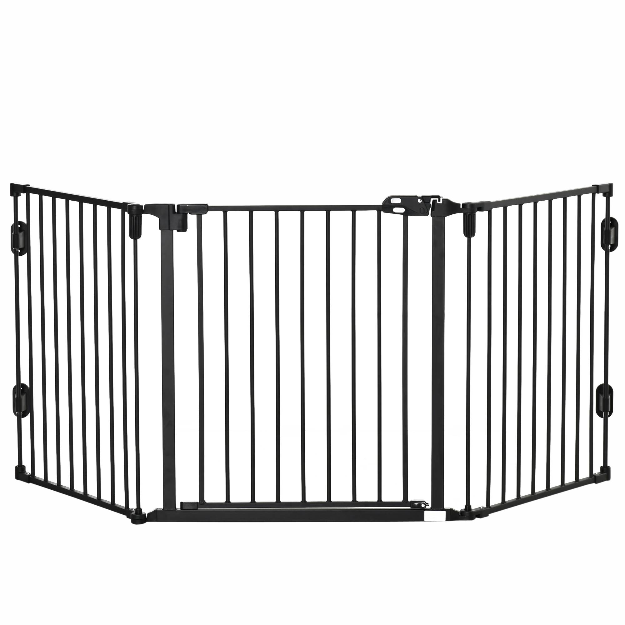 Barrière Chien Pliable Sécurité Escalier Porte Auto Fermeture 202cm Noir - ComfortXL Pet Living - Image 2