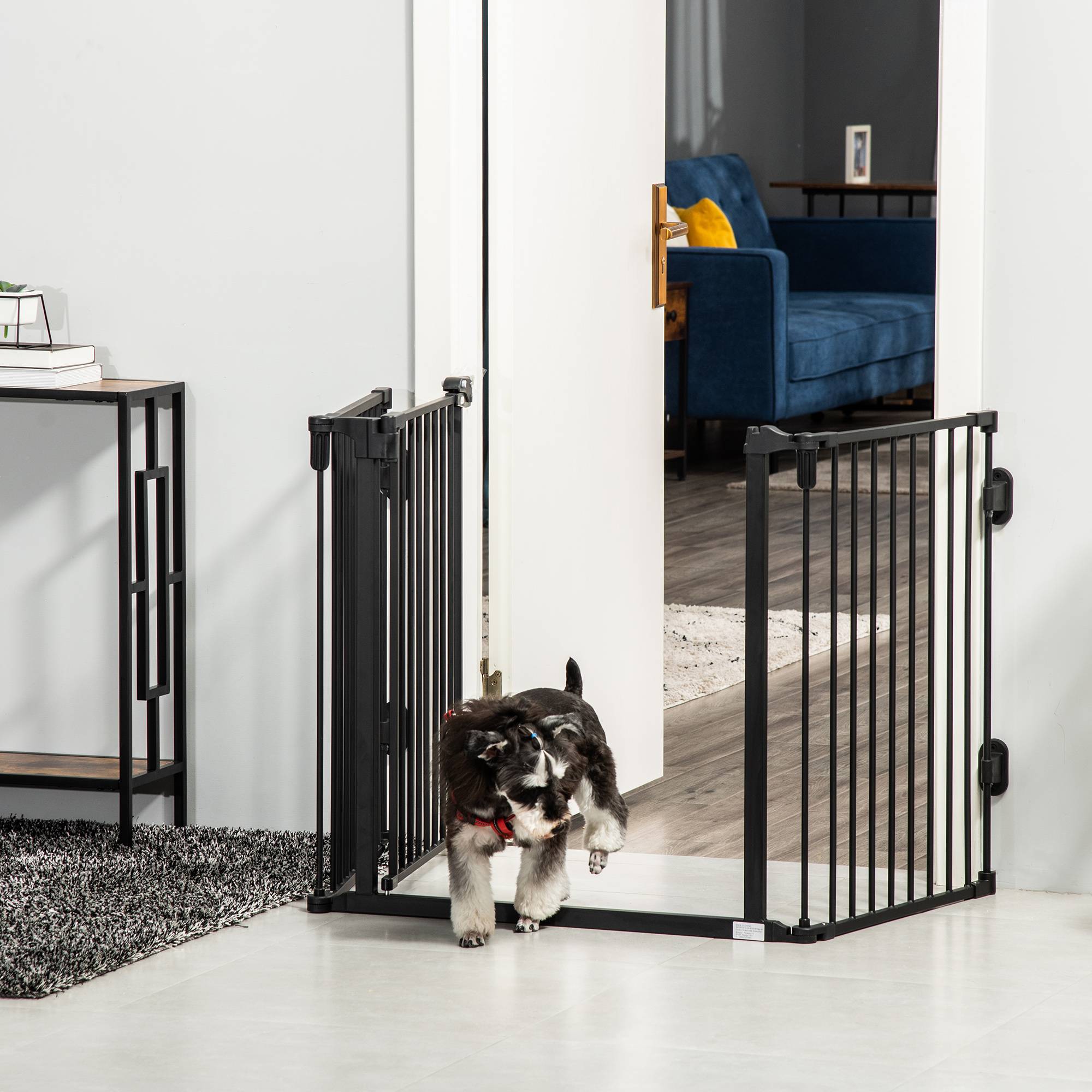 Barrière Chien Pliable Sécurité Escalier Porte Auto Fermeture 202cm Noir - ComfortXL Pet Living - Image 8