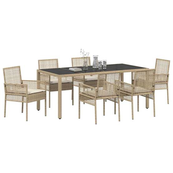 ComfortXL - Table et chaises de jardin 6 places en polyrotin beige pour repas en terrasse et extérieur – ComfortXL Outdoor Living - Image 3