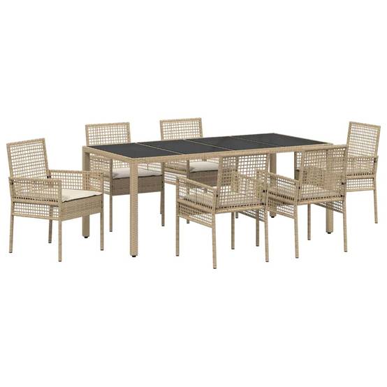 ComfortXL - Table et chaises de jardin 6 places en polyrotin beige pour repas en terrasse et extérieur – ComfortXL Outdoor Living - Image 2