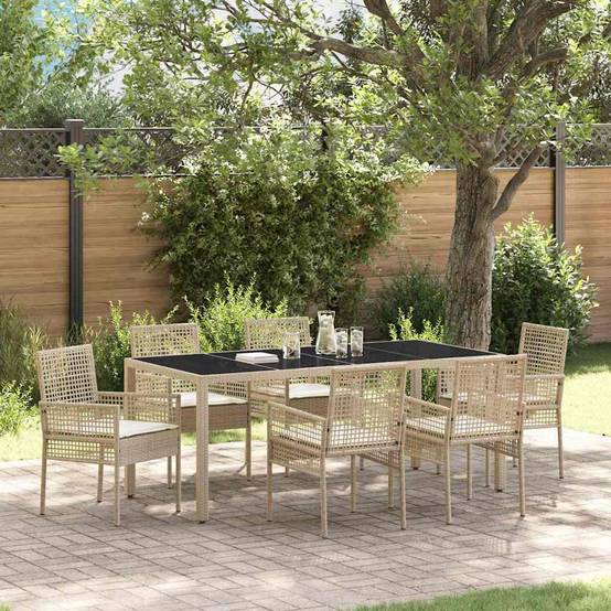 ComfortXL - Table et chaises de jardin 6 places en polyrotin beige pour repas en terrasse et extérieur – ComfortXL Outdoor Living - Image 1