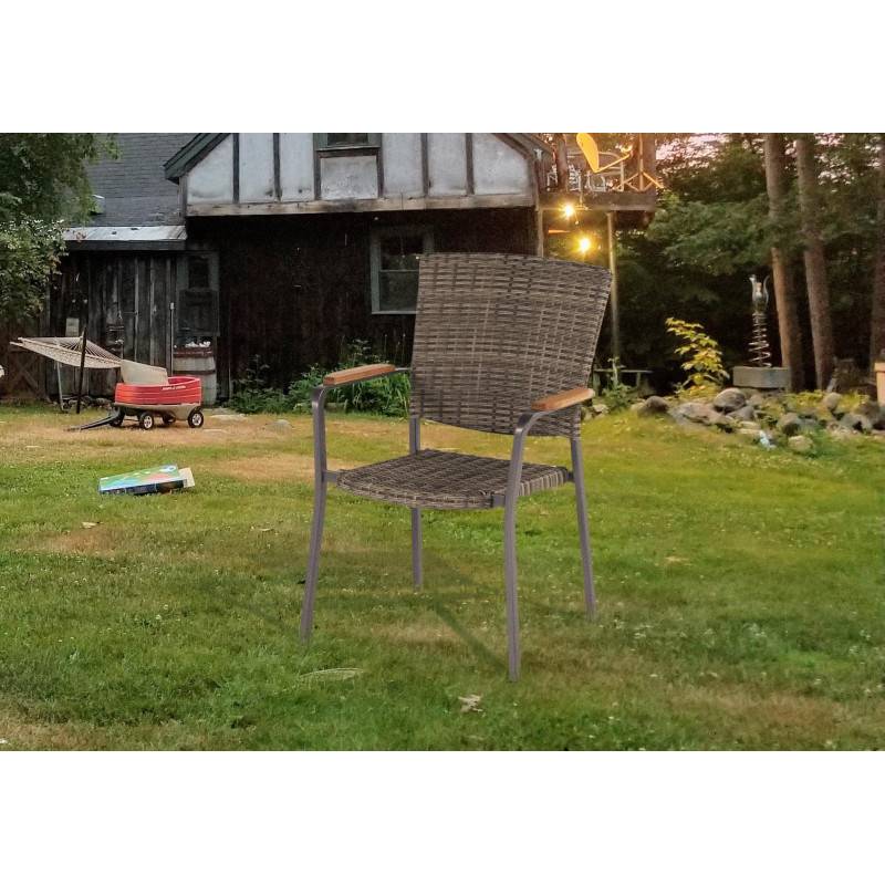 Châlet-Jardin - Chaise Sintra en résine tressée - pieds en aluminium - Anthracite/marron grisé Chalet & Jardin - Image 4