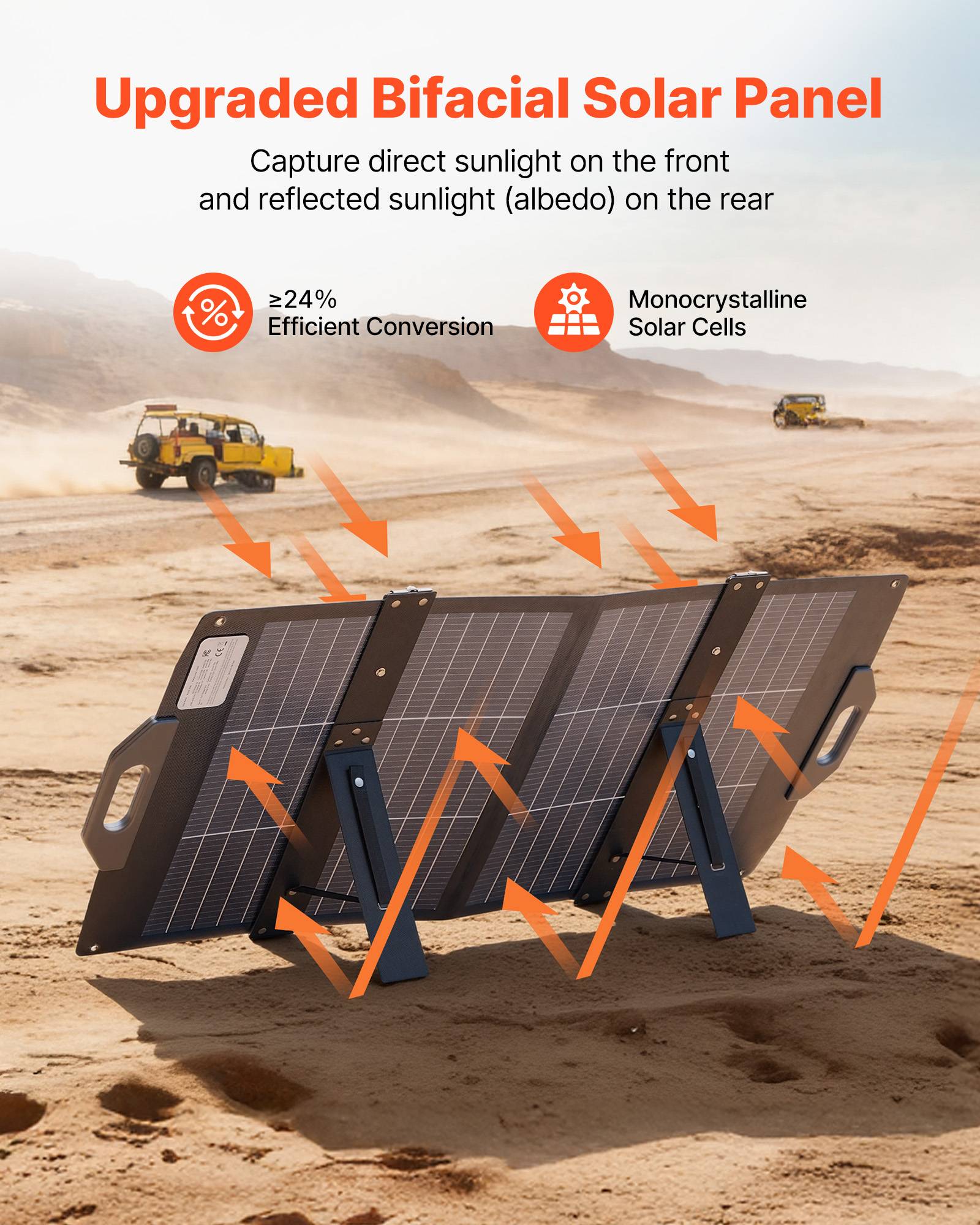 Vevor - VEVOR Panneau Solaire Portable Chargeur Pliable Monocristallin Bifacial 100 W - Image 2