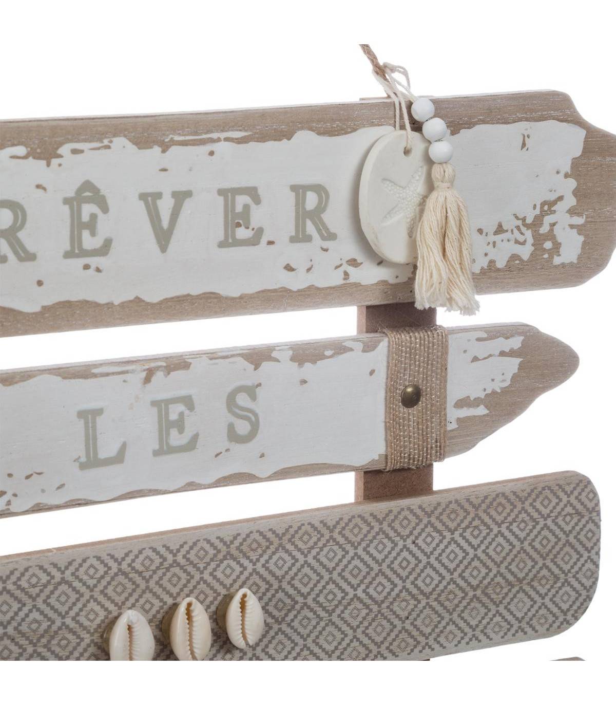 Décoration murale Pancarte en Bois aspect Vieilli avec textes imprimés 37.5 x 33 cm - Image 2