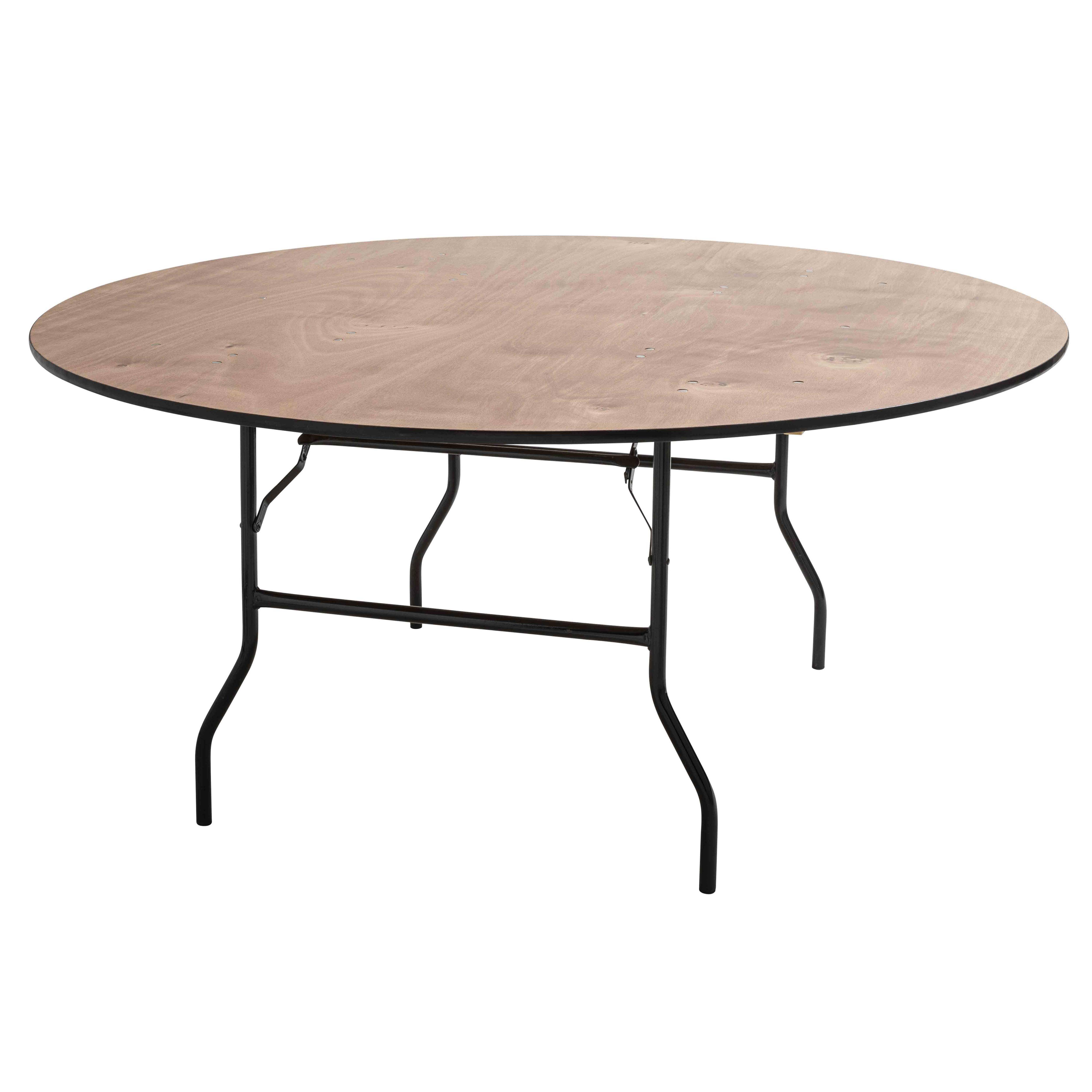 Oviala - Table pliante ronde en bois 10 places 170cm buffet traiteur REKKEM - Oviala - Image 1