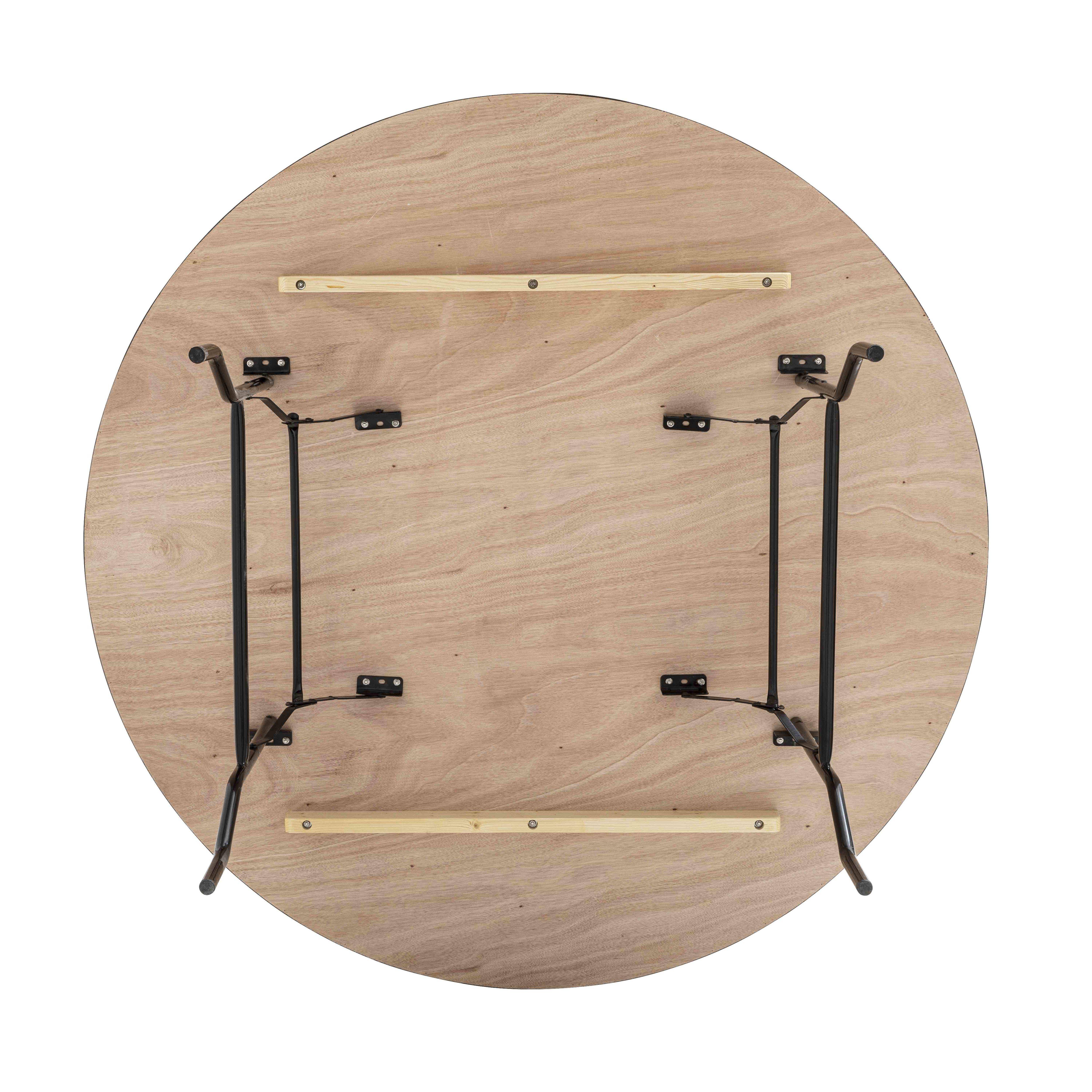 Oviala - Table pliante ronde en bois 10 places 170cm buffet traiteur REKKEM - Oviala - Image 3
