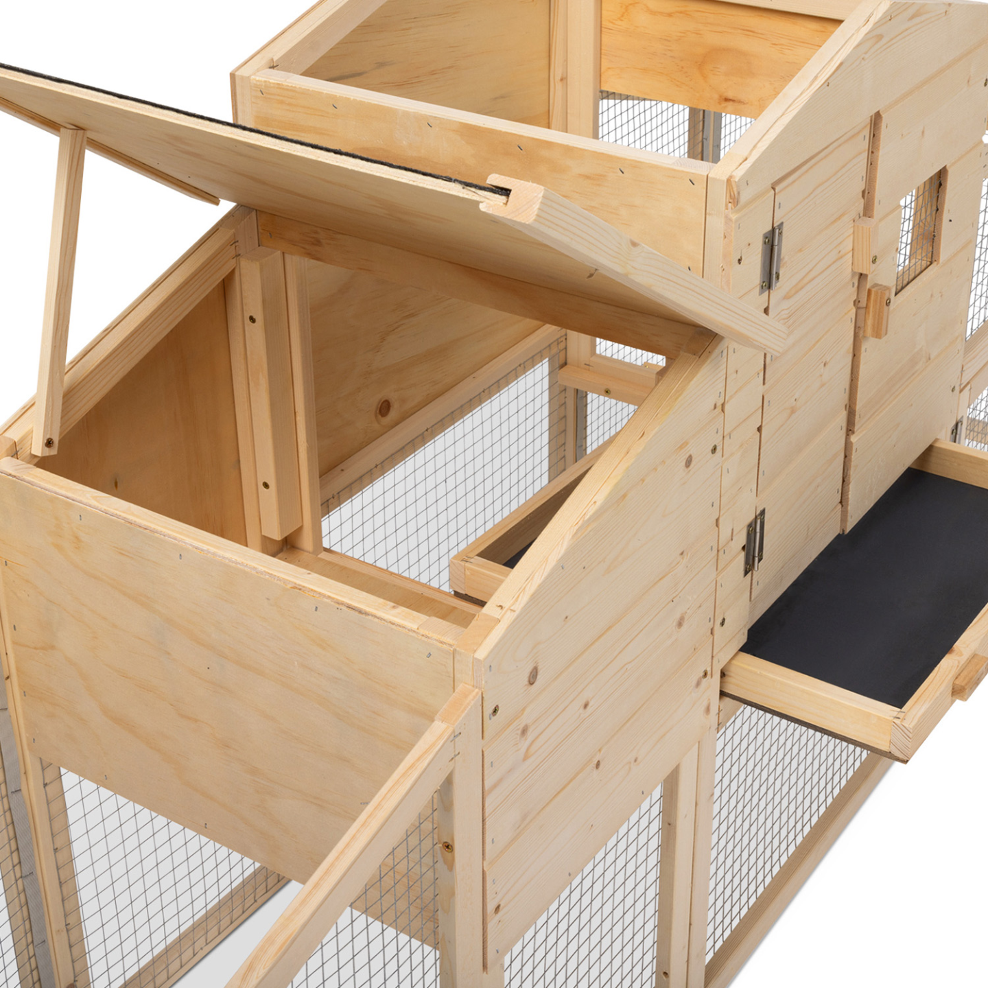 Poulailler clapier en bois XXL avec pondoir enclos et tiroir à déjections 3 poules - Image 6