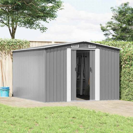 PANGIVO - Abri de jardin avec double porte coulissante - Acier galvanisé gris - 257x298x178 cm - Surface au sol 7,01m² - PANGIVO - Image 2