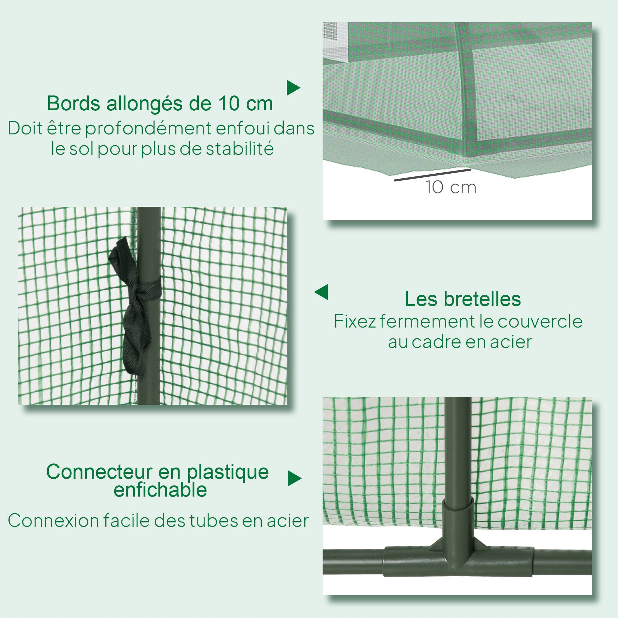 ComfortXL - Mini serre de jardin acier et PE vert 200 x 80 x 45 cm potager semis 4 aérations anti-UV - ComfortXL Outdoor Living - Image 8
