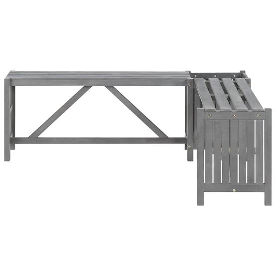 Banc d'Angle avec Pot de Fleurs Intégré Acacia Finition Grise 117 cm – ComfortXL Outdoor Living - Image 4