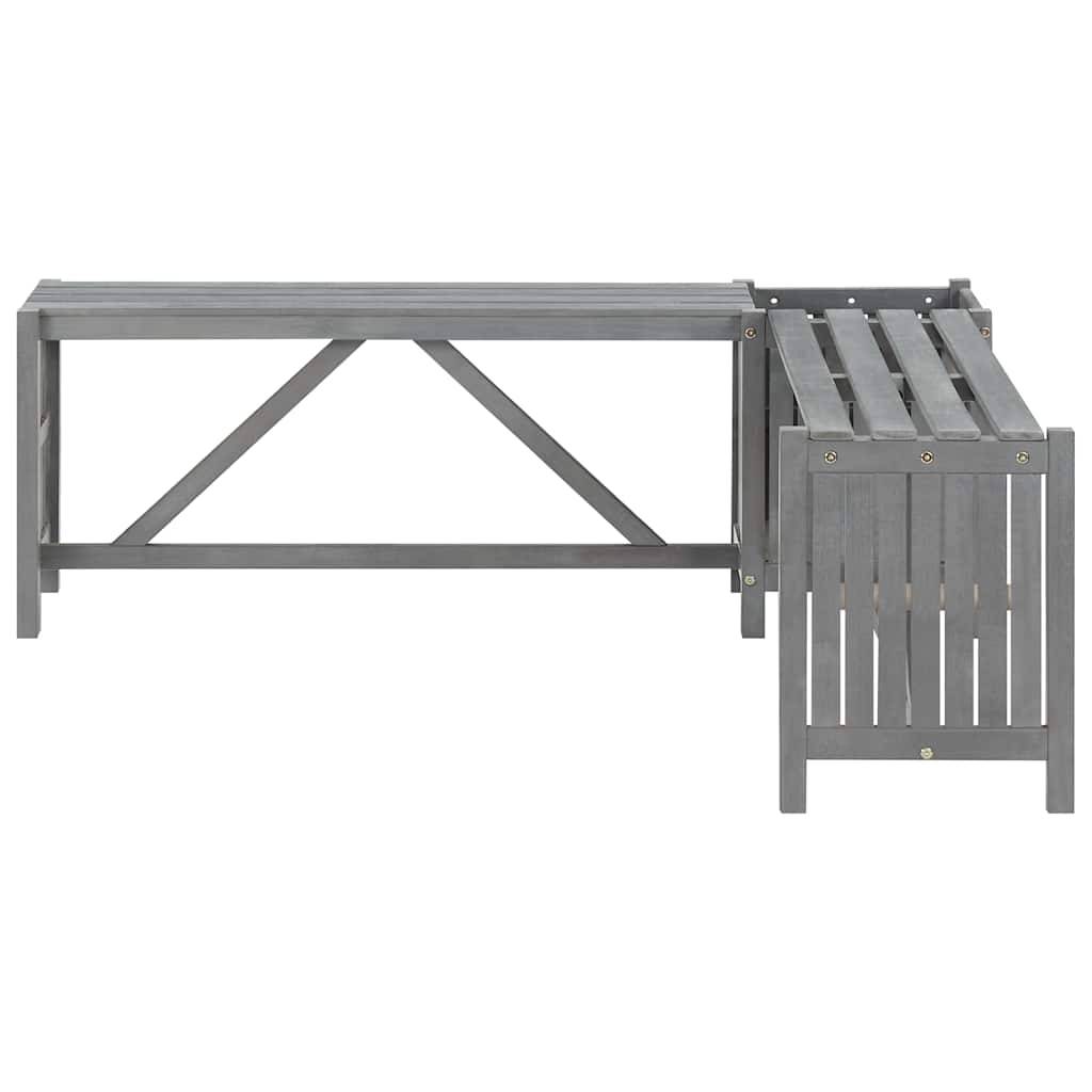 Banc d'Angle avec Pot de Fleurs Intégré Acacia Finition Grise 117 cm – ComfortXL Outdoor Living - Image 4