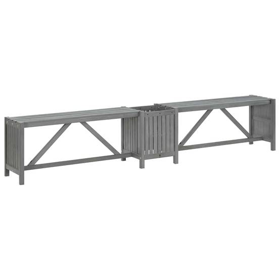 Banc d'Angle avec Pot de Fleurs Intégré Acacia Finition Grise 117 cm – ComfortXL Outdoor Living - Image 6