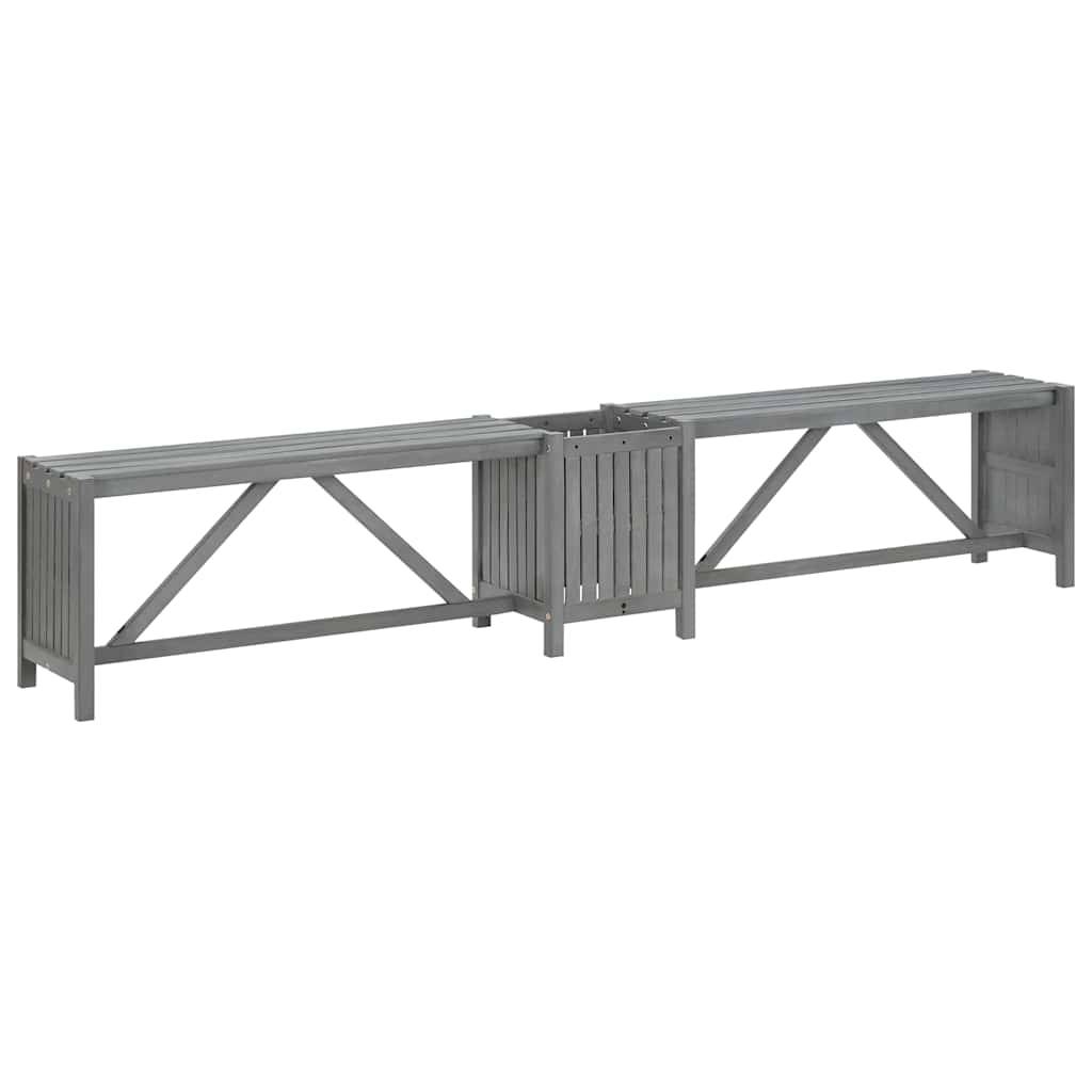 Banc d'Angle avec Pot de Fleurs Intégré Acacia Finition Grise 117 cm – ComfortXL Outdoor Living - Image 6