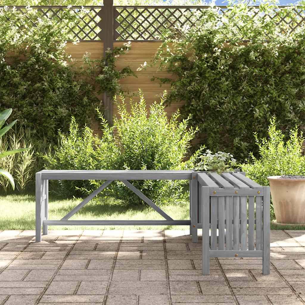 Banc d'Angle avec Pot de Fleurs Intégré Acacia Finition Grise 117 cm – ComfortXL Outdoor Living - Image 3