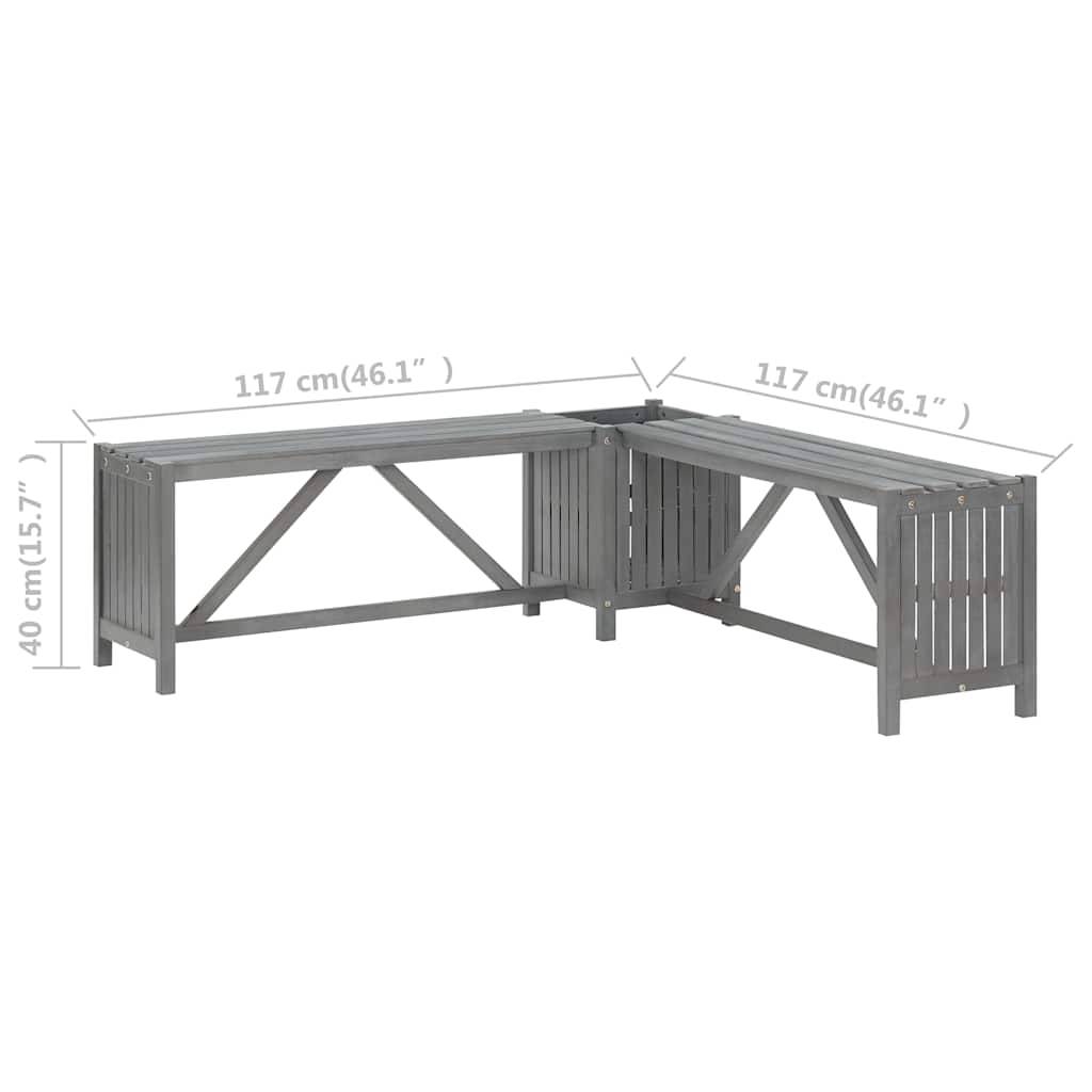 Banc d'Angle avec Pot de Fleurs Intégré Acacia Finition Grise 117 cm – ComfortXL Outdoor Living - Image 10