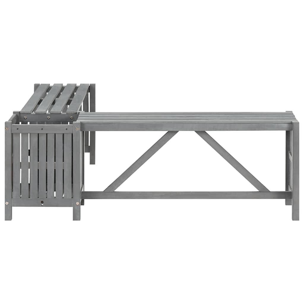 Banc d'Angle avec Pot de Fleurs Intégré Acacia Finition Grise 117 cm – ComfortXL Outdoor Living - Image 5