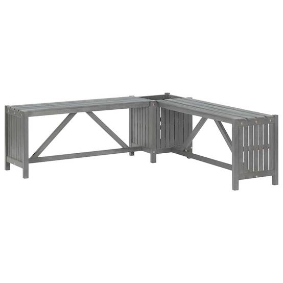 Banc d'Angle avec Pot de Fleurs Intégré Acacia Finition Grise 117 cm – ComfortXL Outdoor Living - Image 2