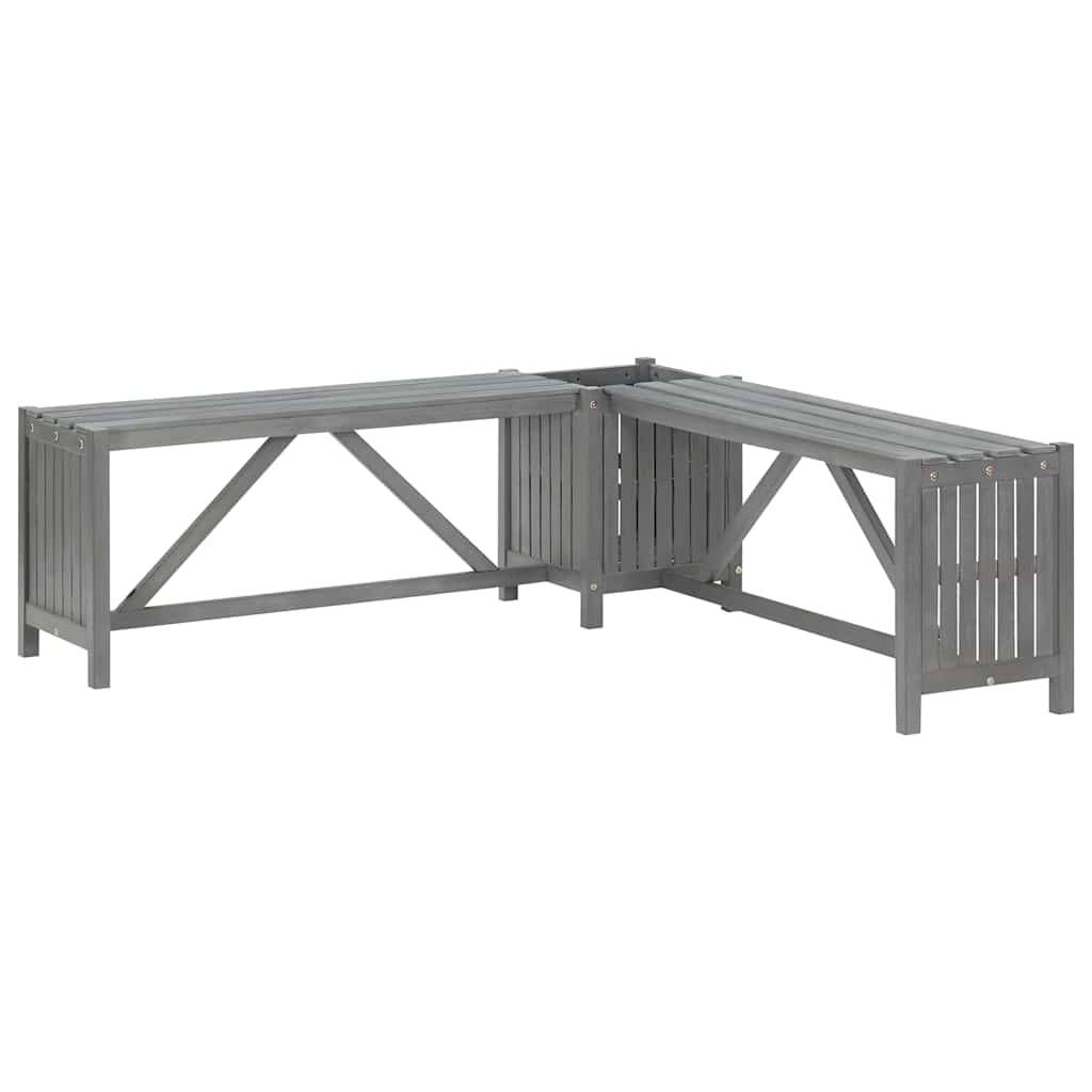Banc d'Angle avec Pot de Fleurs Intégré Acacia Finition Grise 117 cm – ComfortXL Outdoor Living - Image 2