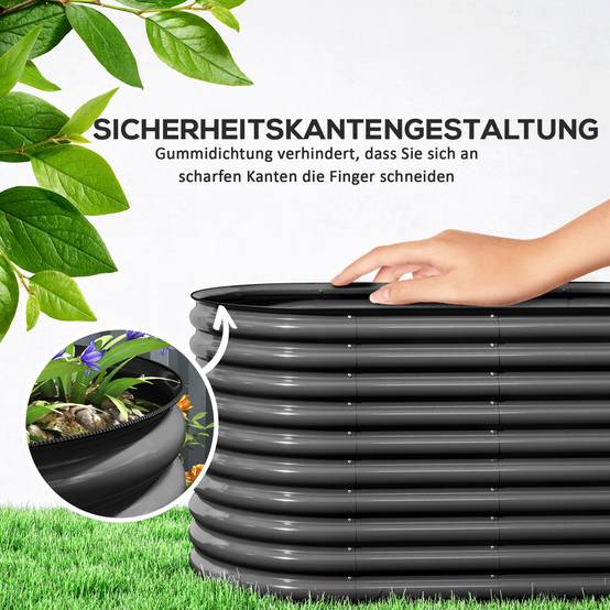 Carré potager modulable acier jardin extérieur fond ouvert avec gants 160x80x80cm gris - ComfortXL Outdoor Living - Image 8