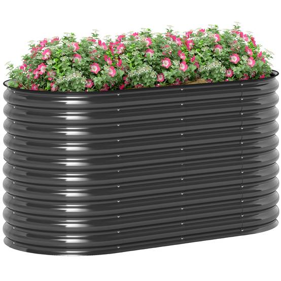Carré potager modulable acier jardin extérieur fond ouvert avec gants 160x80x80cm gris - ComfortXL Outdoor Living - Image 2