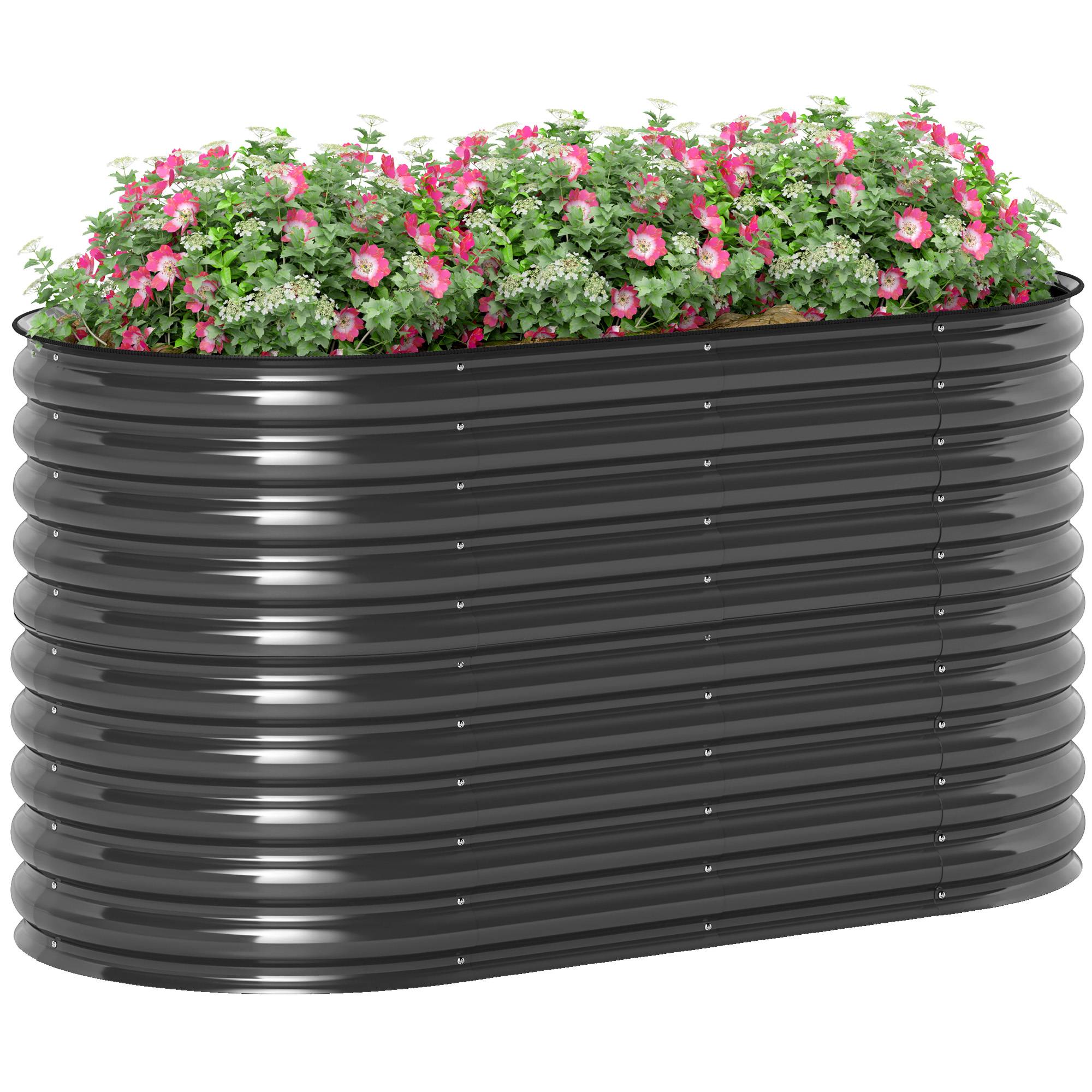 Carré potager modulable acier jardin extérieur fond ouvert avec gants 160x80x80cm gris - ComfortXL Outdoor Living - Image 2