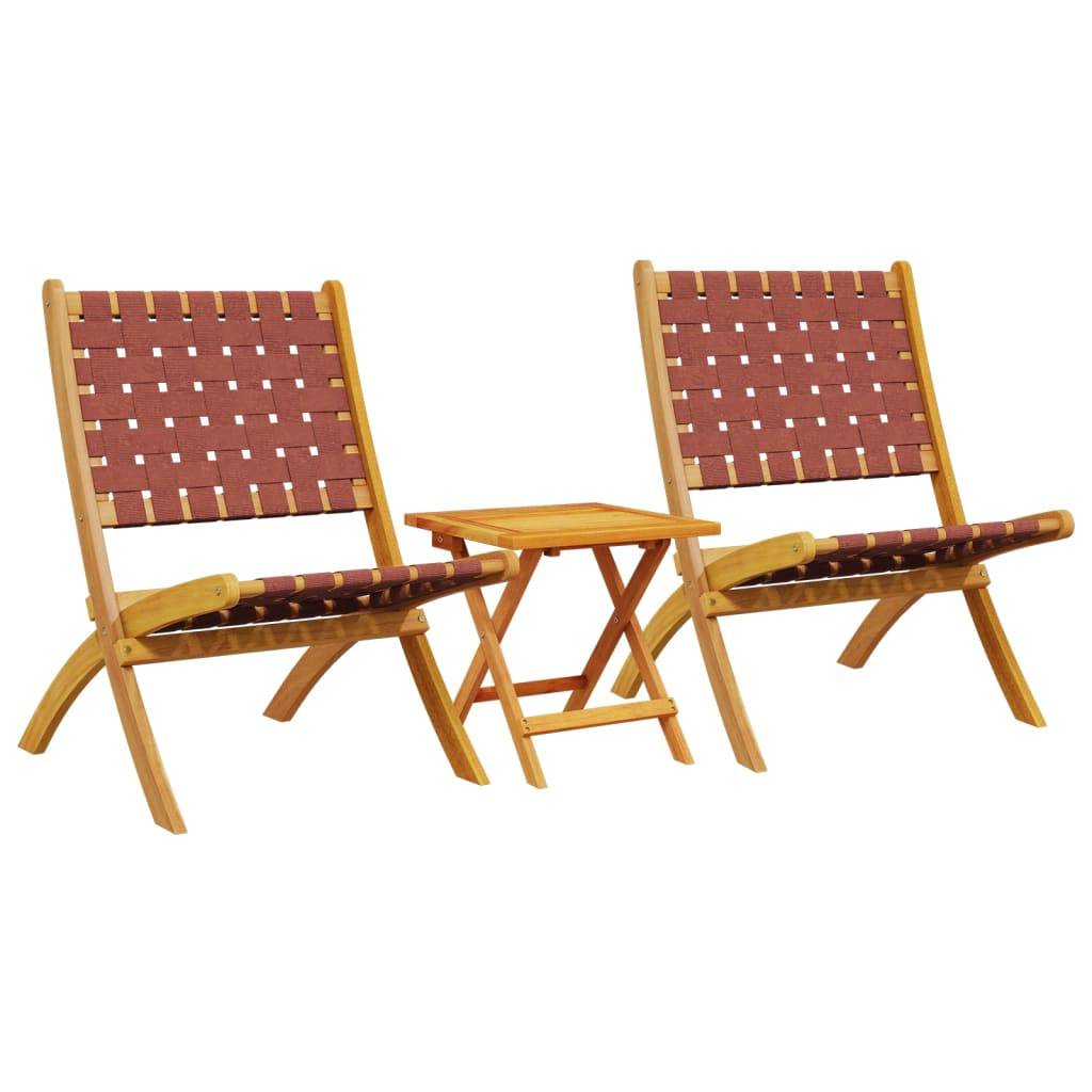 PANGIVO - Chaises pliables de jardin et table rouge en bois massif 55 x 73 x 79 cm - PANGIVO - Image 2