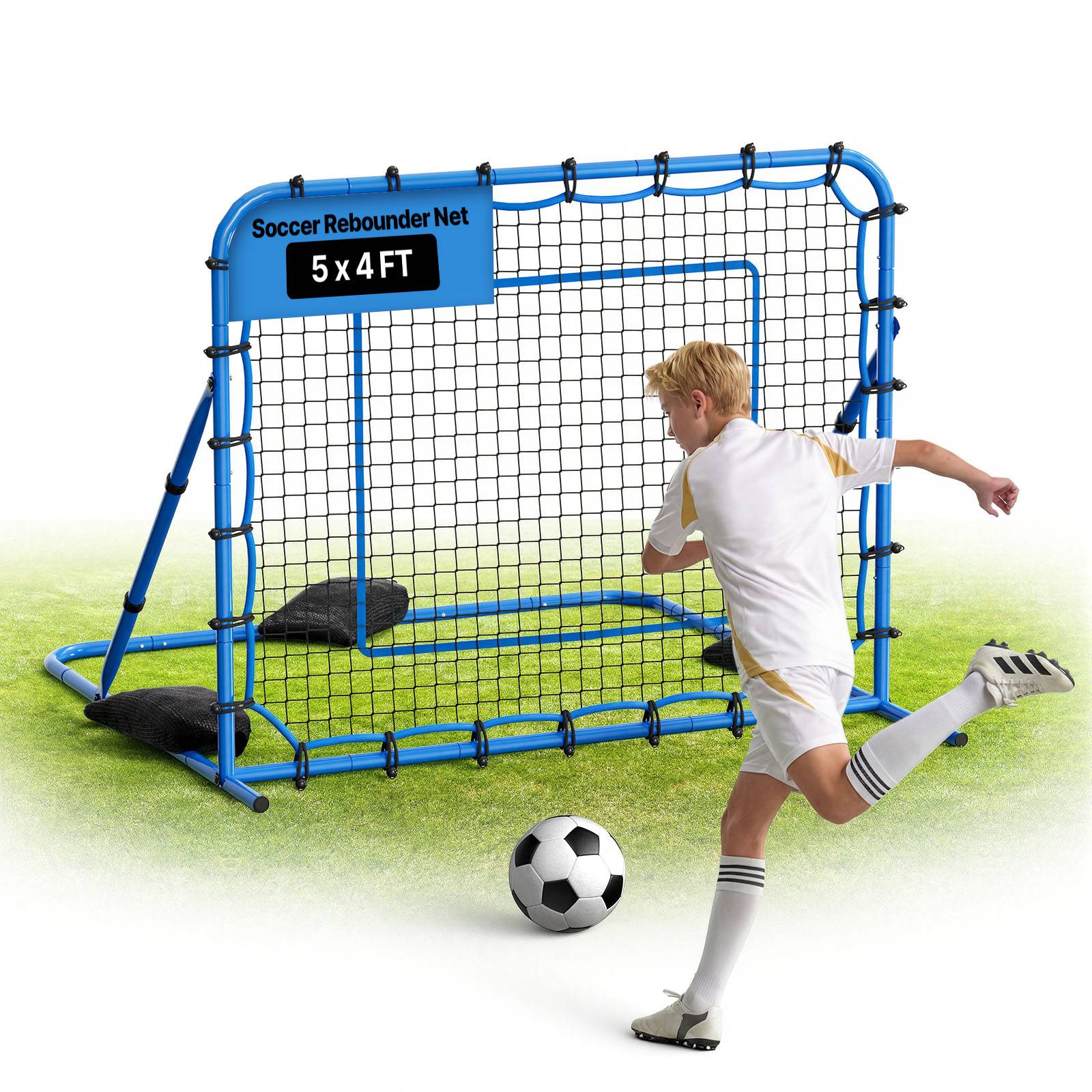 Vevor - VEVOR filet de rebond football 157x122 cm, angle réglable, filet renforcé, cadre en fer, kit complet pour entraînement. - Image 1