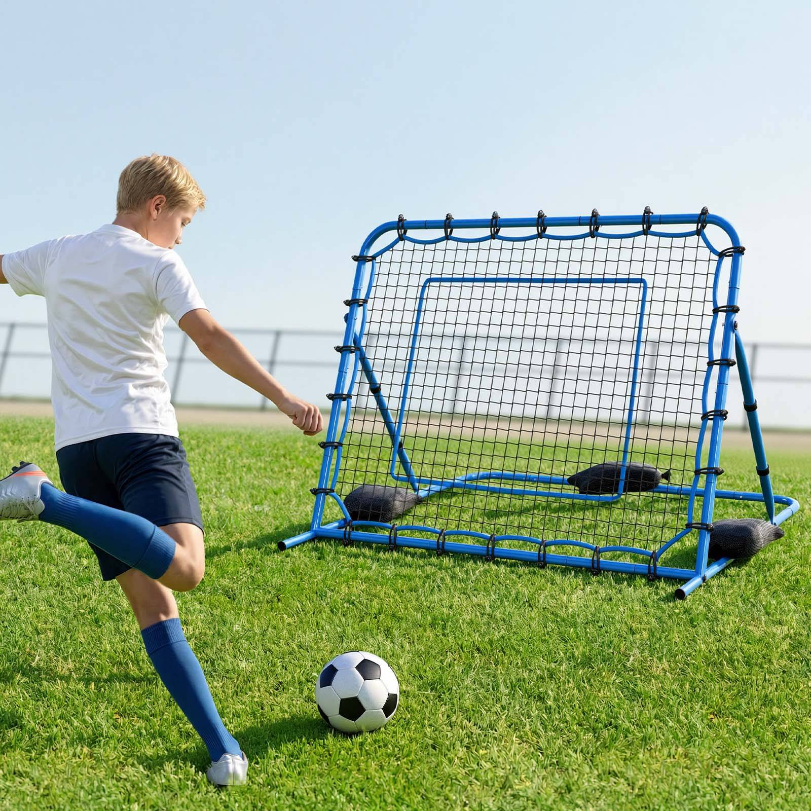 Vevor - VEVOR filet de rebond football 157x122 cm, angle réglable, filet renforcé, cadre en fer, kit complet pour entraînement. - Image 8
