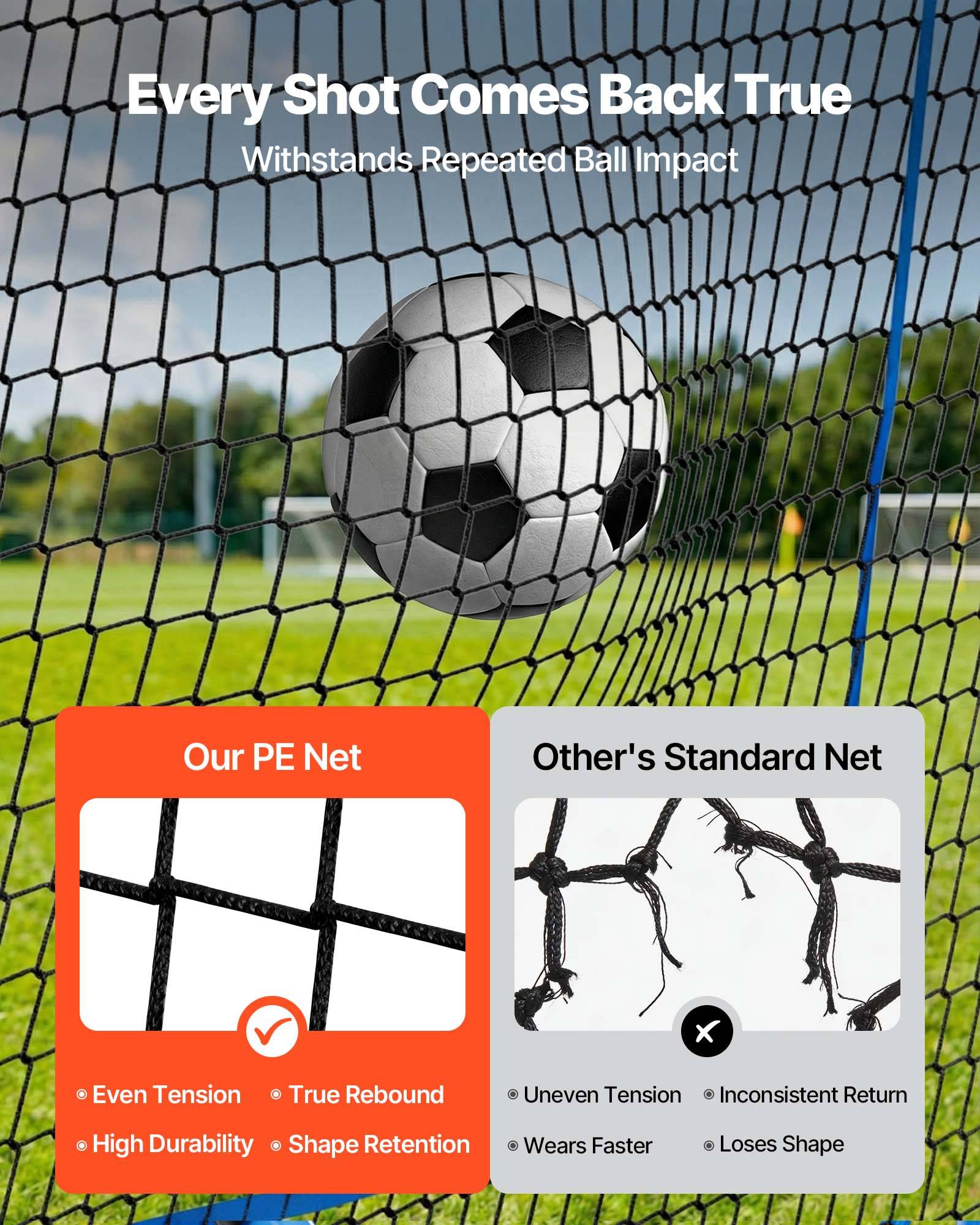 Vevor - VEVOR filet de rebond football 157x122 cm, angle réglable, filet renforcé, cadre en fer, kit complet pour entraînement. - Image 4