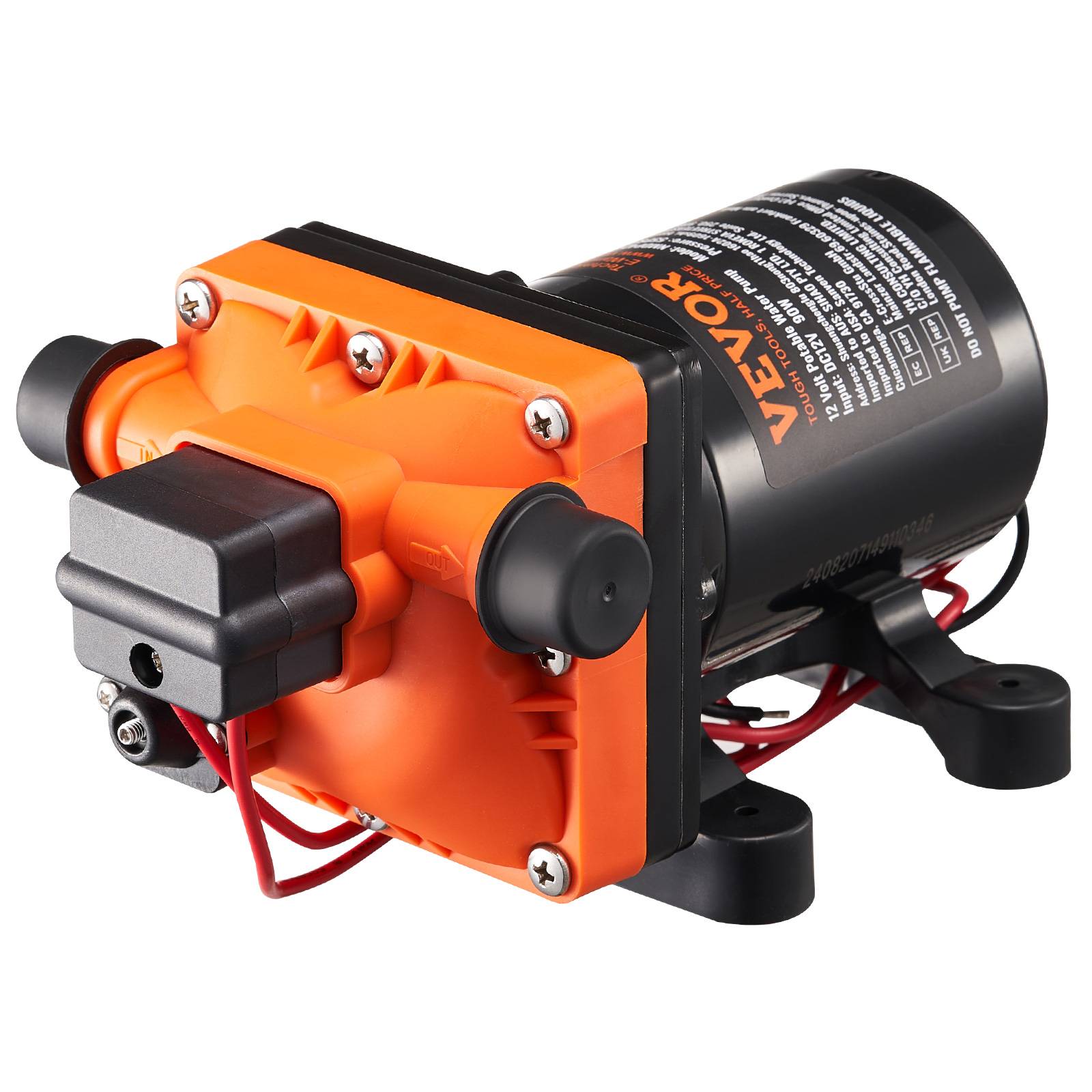 Vevor - VEVOR Pompe à eau à membrane 12V 3 GPM 11,36 L/min 4 chambres, pressostat auto 55 PSI. - Image 1