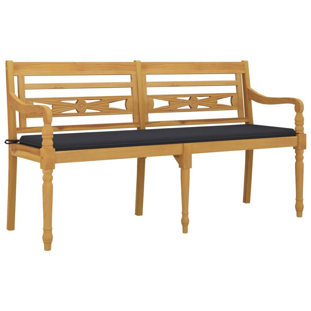 ComfortXL - Banc de Jardin Batavia Teck Massif avec Coussin Imperméable pour Terrasse 150 cm Anthracite – ComfortXL Outdoor Living - Image 3