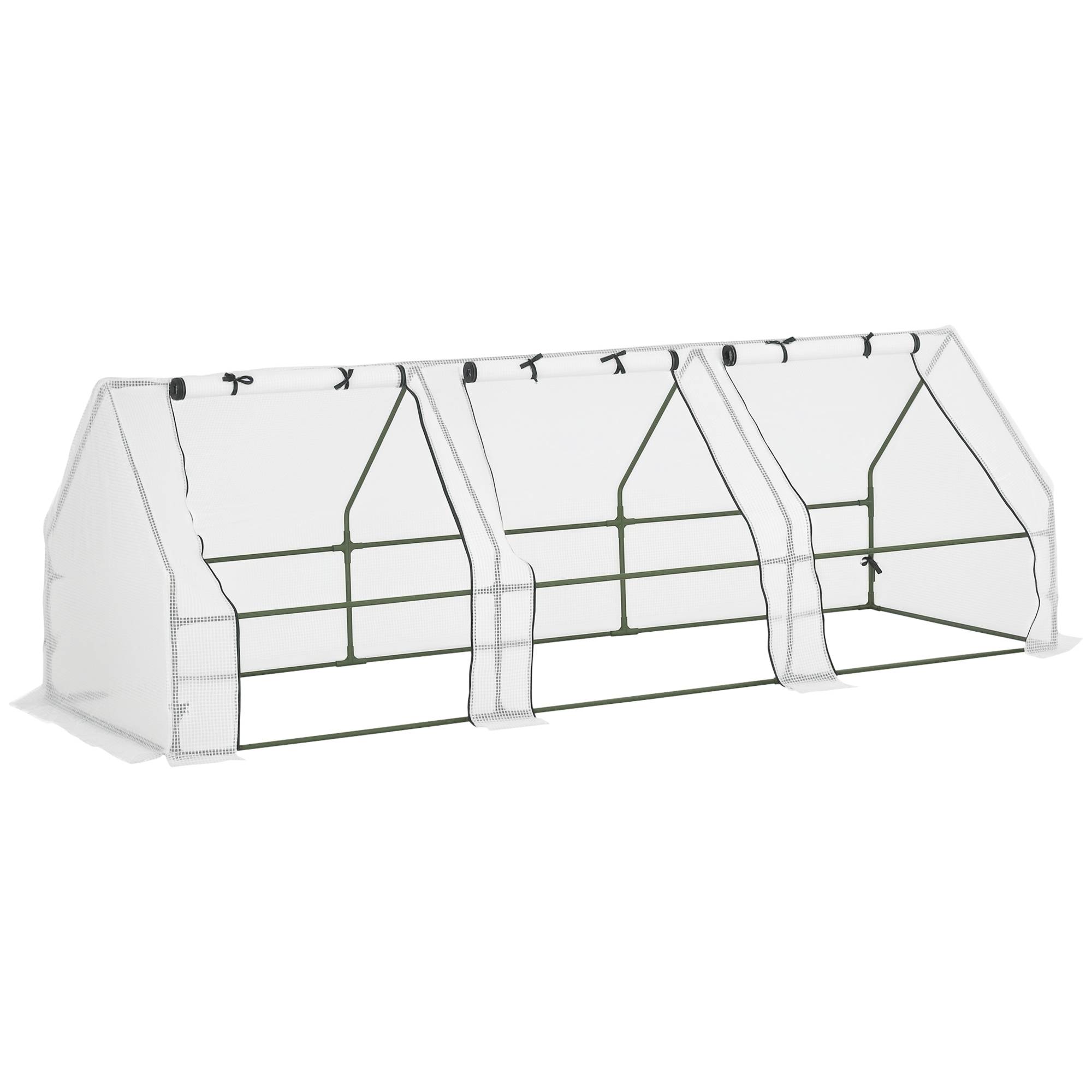 Sans Marque - Serre tunnel polyéthylène 270x90x90 cm serre compacte bords surélevés portes charnières culture légumes fleurs serre potagère blanche jardin extérieur - Image 1