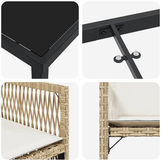 Ensemble de salle à manger pour jardin 5 pcs | Mobilier d'extérieur Beige polyrotin Maison Chic - Image 9