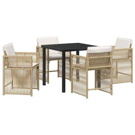 Ensemble de salle à manger pour jardin 5 pcs | Mobilier d'extérieur Beige polyrotin Maison Chic - Image 1