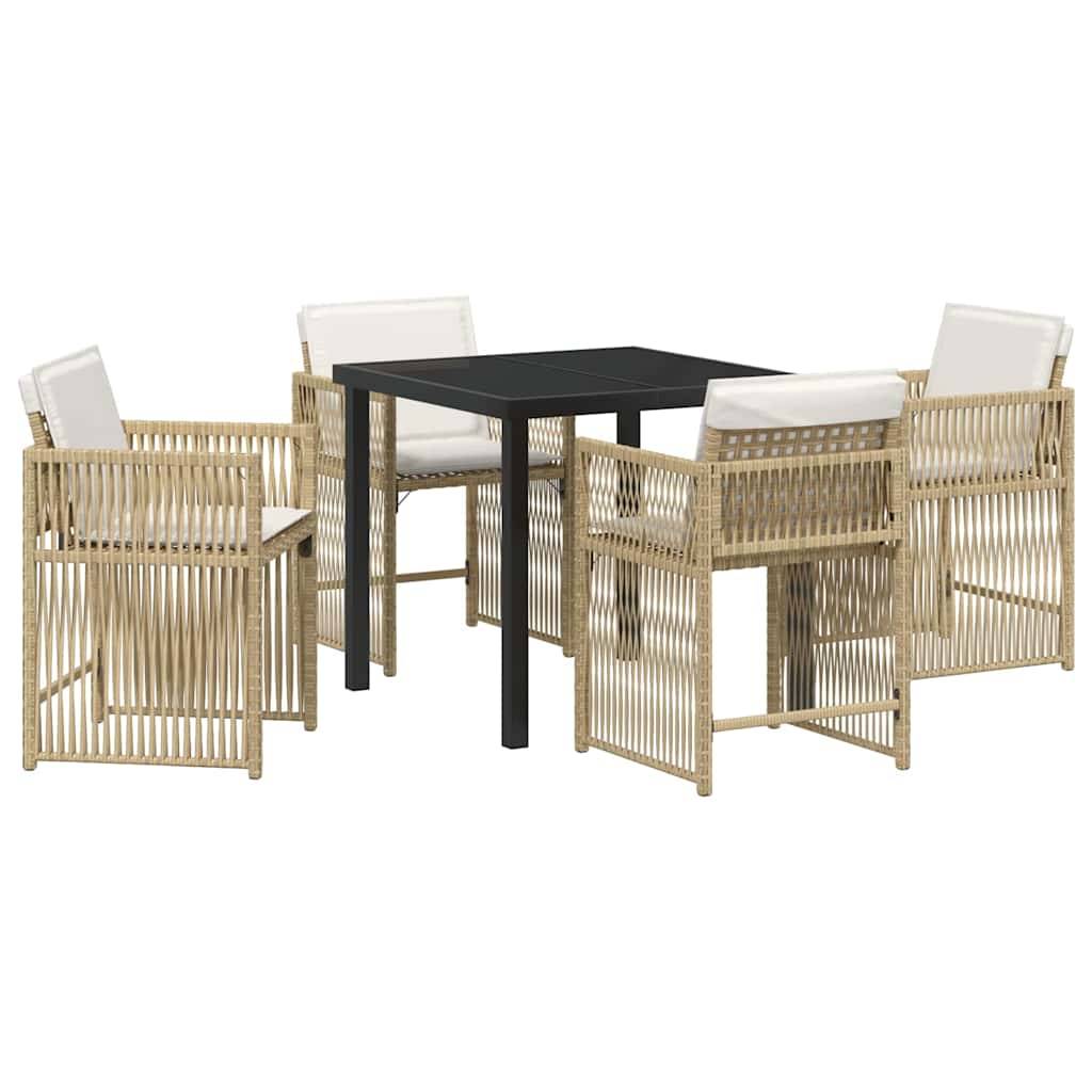 Ensemble de salle à manger pour jardin 5 pcs | Mobilier d'extérieur Beige polyrotin Maison Chic - Image 1