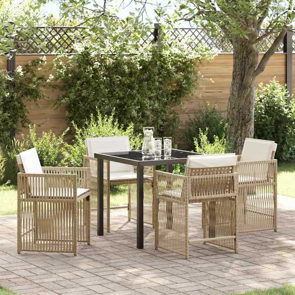 Ensemble de salle à manger pour jardin 5 pcs | Mobilier d'extérieur Beige polyrotin Maison Chic - Image 2