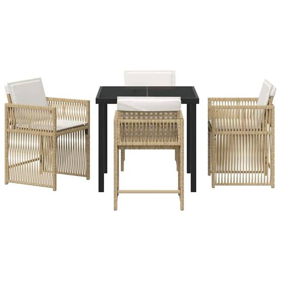 Ensemble de salle à manger pour jardin 5 pcs | Mobilier d'extérieur Beige polyrotin Maison Chic - Image 7