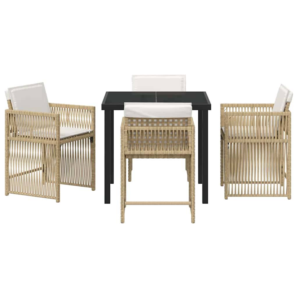 Ensemble de salle à manger pour jardin 5 pcs | Mobilier d'extérieur Beige polyrotin Maison Chic - Image 7