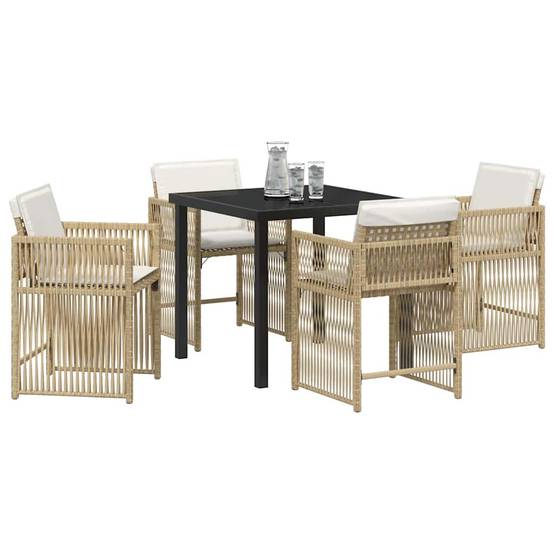 Ensemble de salle à manger pour jardin 5 pcs | Mobilier d'extérieur Beige polyrotin Maison Chic - Image 3