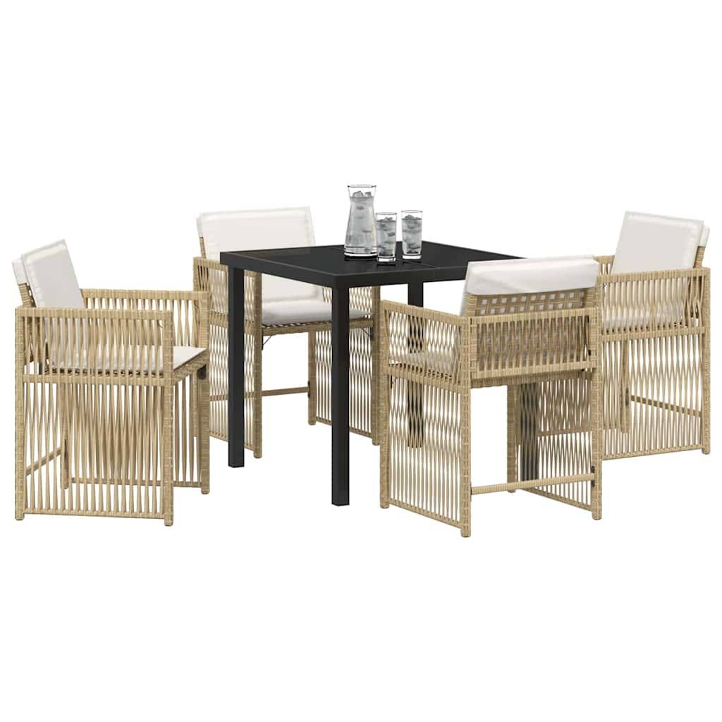 Ensemble de salle à manger pour jardin 5 pcs | Mobilier d'extérieur Beige polyrotin Maison Chic - Image 3