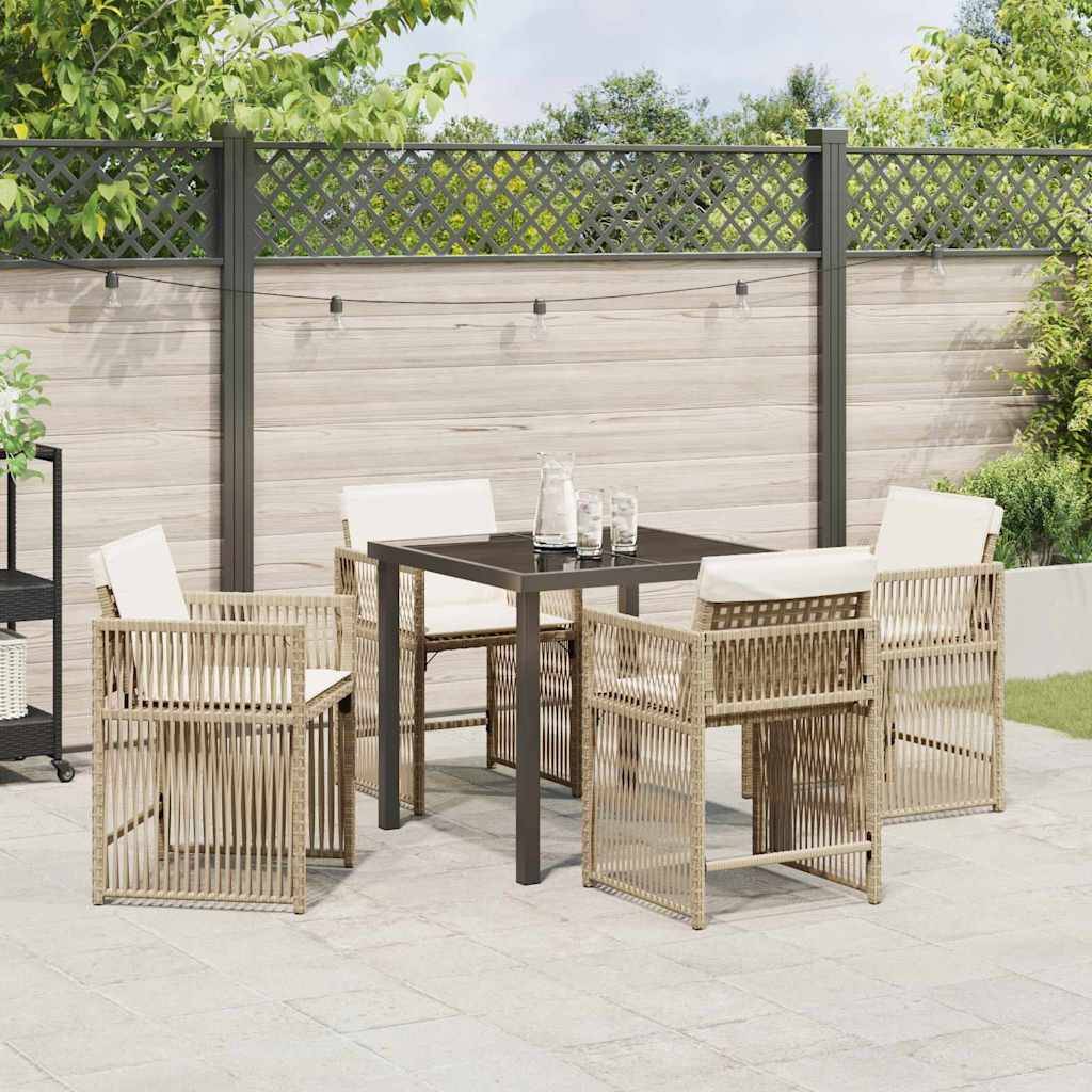Ensemble de salle à manger pour jardin 5 pcs | Mobilier d'extérieur Beige polyrotin Maison Chic - Image 4