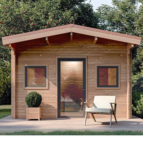 Studio de jardin OUTRIAZ 16m² - Bois Douglas épaisseur 55mm - Porte & fenêtres PVC - Toiture Bacacier avec voliges ss toiture - MON CHALET DE JARDIN - Image 2