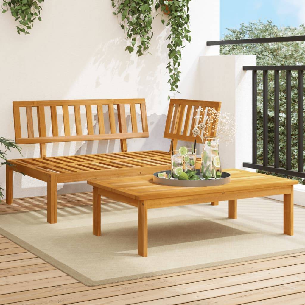 ComfortXL - Salon de Jardin Palette 2 Pièces Bois d'Acacia Massif avec Canapé d'Angle et Table Basse Brun – ComfortXL Outdoor Living